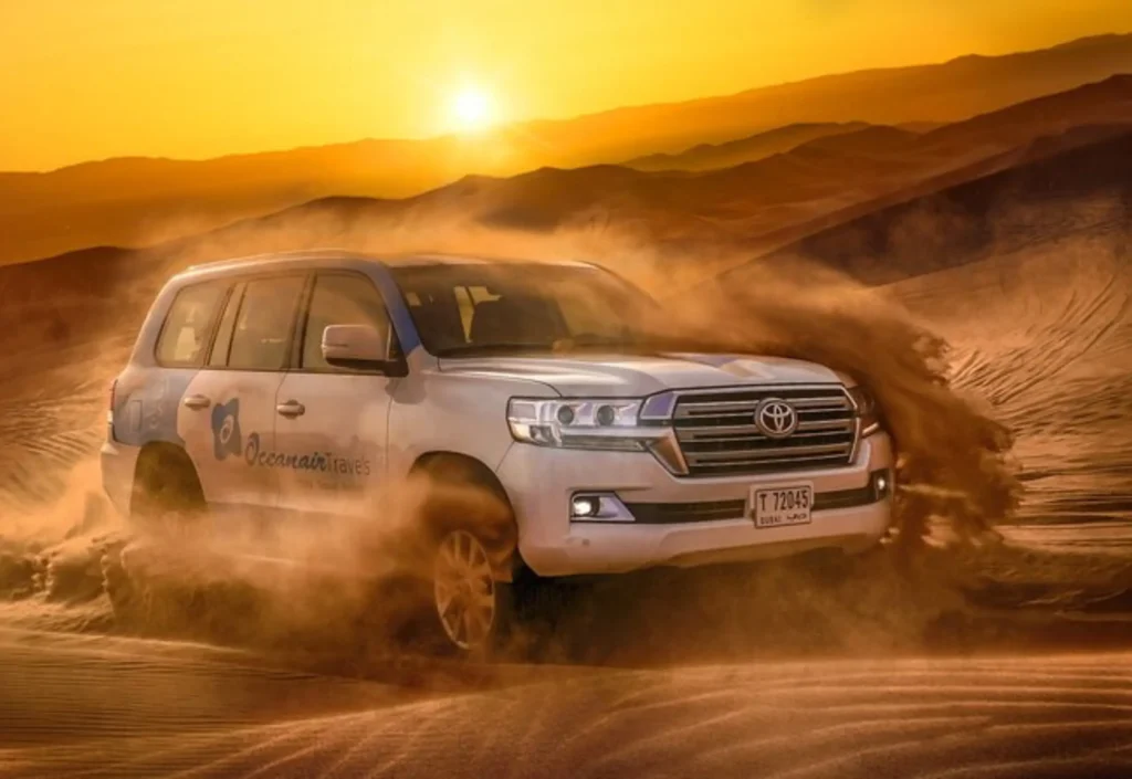 Morning Desert Safari by Desert Crescent – early desert adventure with dune bashing, camel rides, and sandboarding in Dubai.