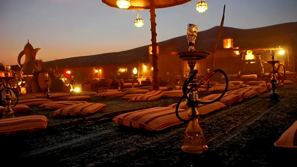 Overnight desert safari in Dubai with Bedouin-style tents, bonfire, and starlit sky - Desert Crescent